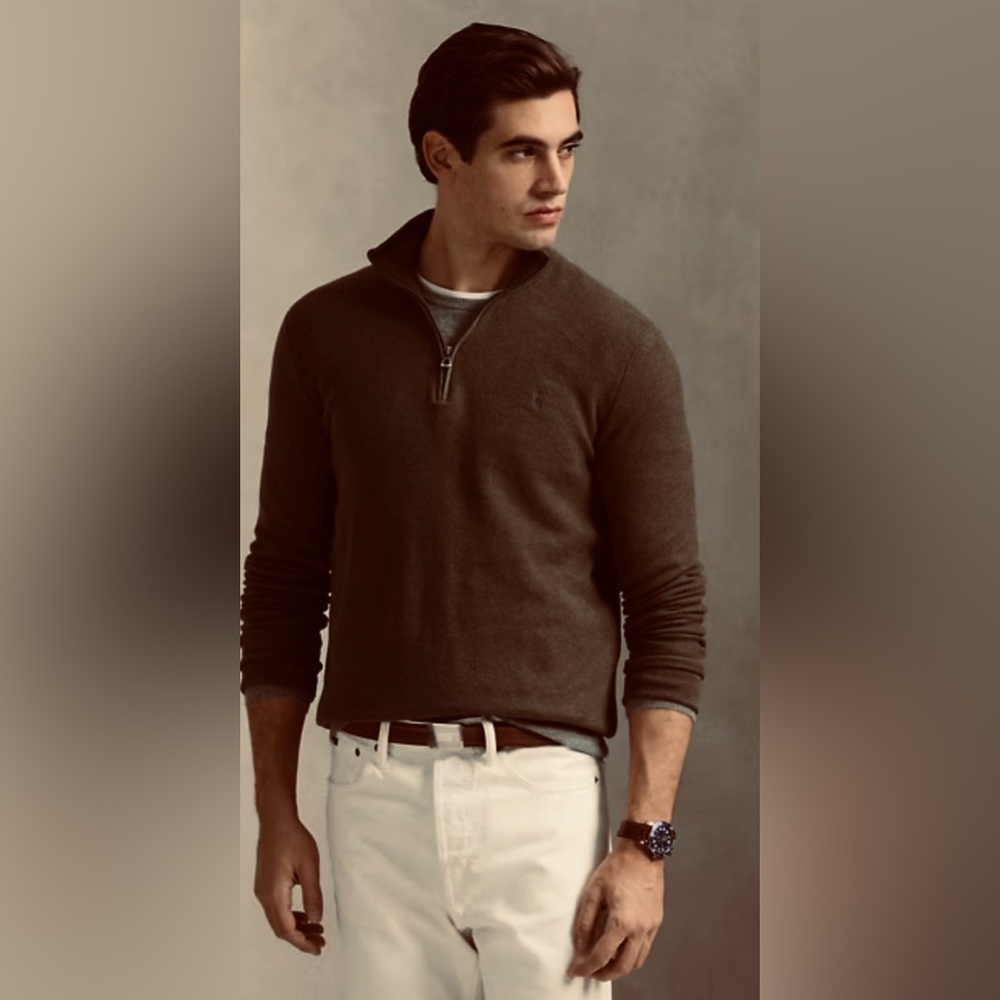 Ralph Lauren Purple Label Dark Brown Zip-Up Sweater